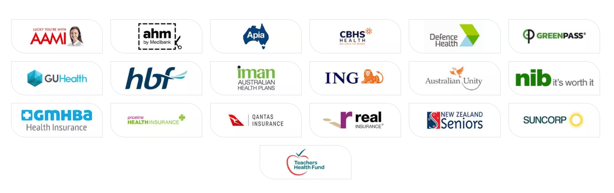 Logos of the preferred health funds accepted at Ryde Dental Family